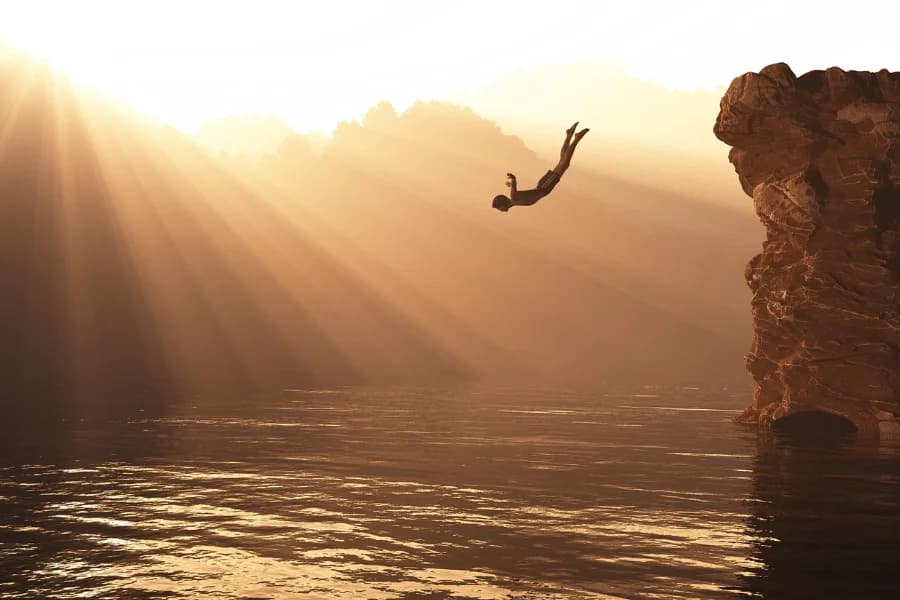 Cliff diving at Hampi